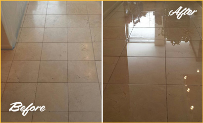 Before and After Marble Floor Polishing