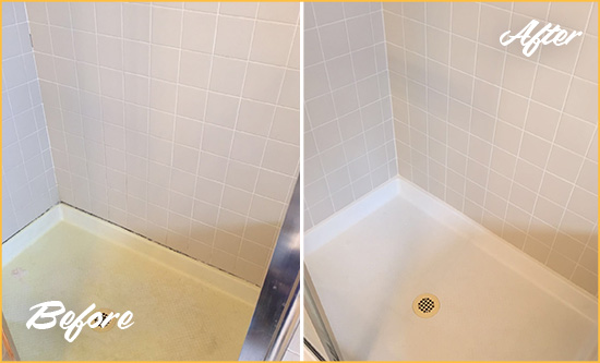 Before and After Picture of a Altamonte Springs Shower Sealed to Remove and Protect Against Mold