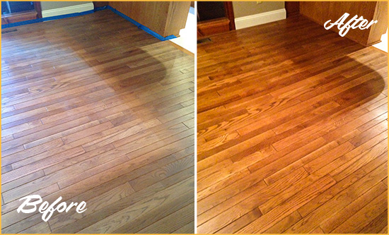 Before and After Picture of a Winter Garden Wood Deep Cleaning Service on a Dull Floor to Recover Its Sheen