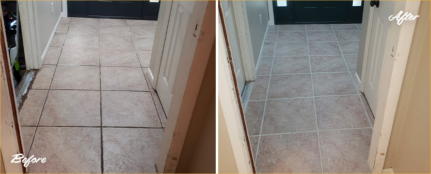 Floor Before and After a Superb Tile Cleaning in Winter Park, FL