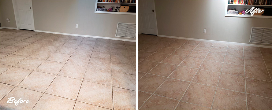 Floor Before and After a Professional Tile Cleaning in Winter Park, FL