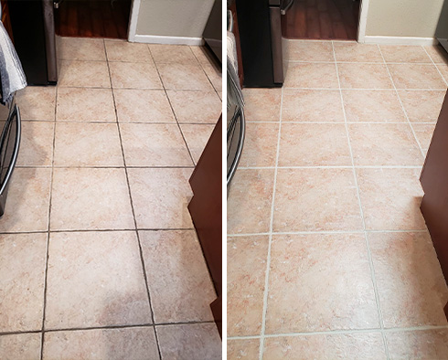 Floor Before and After a Tile Cleaning in Winter Park, FL