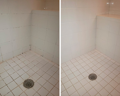 Shower Before and After a Grout Cleaning in Orlando, FL