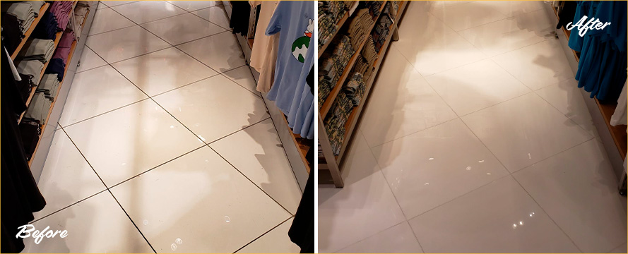 UNIQLO Store Floor Restored By Our Professional Tile and Grout Cleaners in Lake Buena Vista, FL
