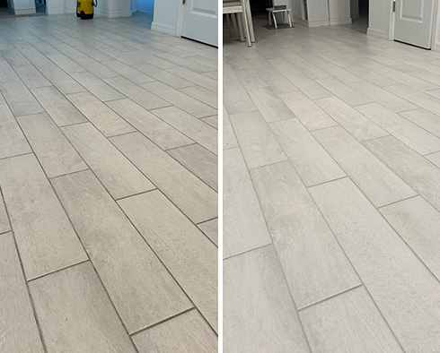 Floor Before and After a Tile Cleaning in Apopka, FL