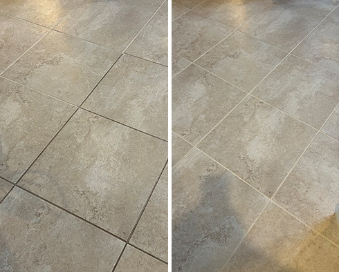 Floor Before and After a Grout Sealing in Orlando, FL