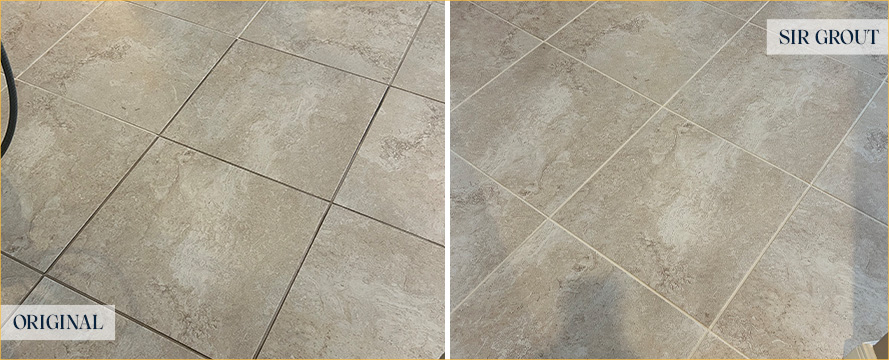 Floor Before and After a Flawless Grout Sealing in Orlando, FL