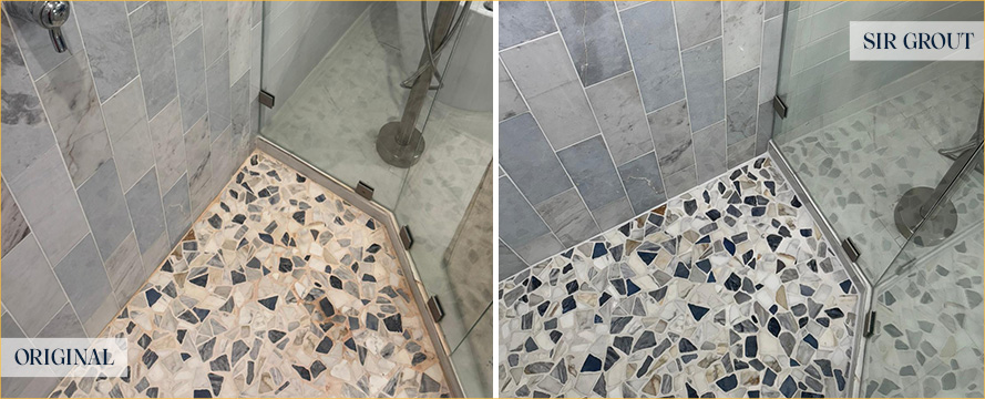 Shower Before and After a Superb Tile Cleaning in Kissimmee, FL