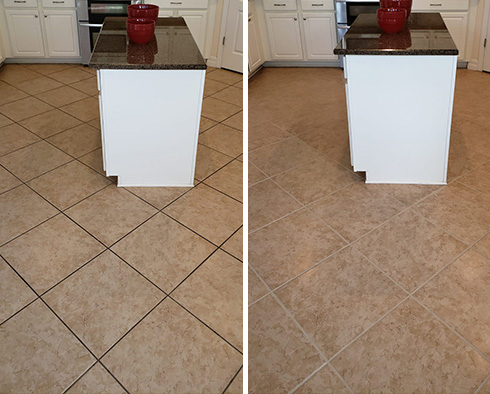 Floor Before and After a Grout Sealing in Orlando, FL
