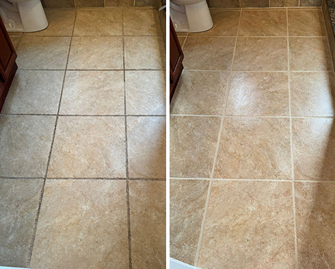 Floor Before and After a Grout Sealing in Orlando, FL
