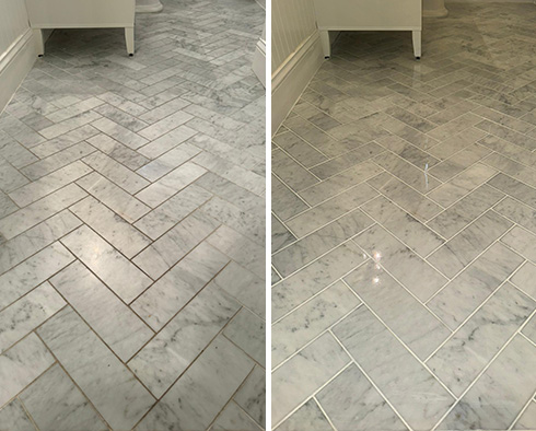 Floor Before and After a Grout Cleaning in Orlando, FL 