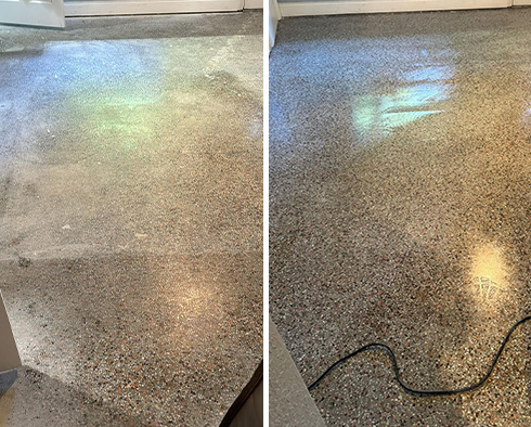 Floor Before and After a Stone Cleaning in Orlando, FL 