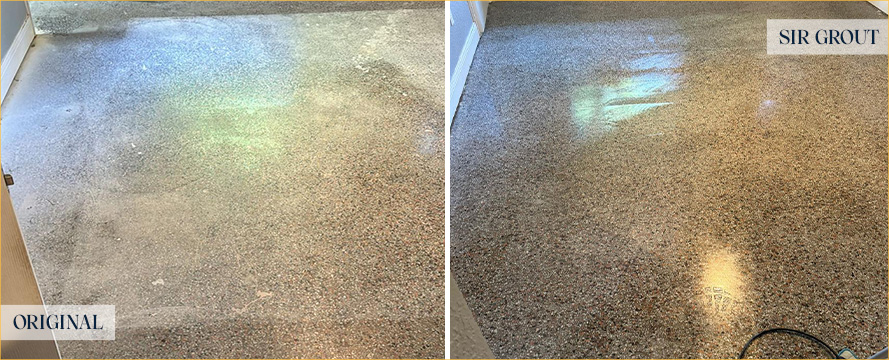 Floor Before and After a Flawless Stone Cleaning in Orlando, FL 