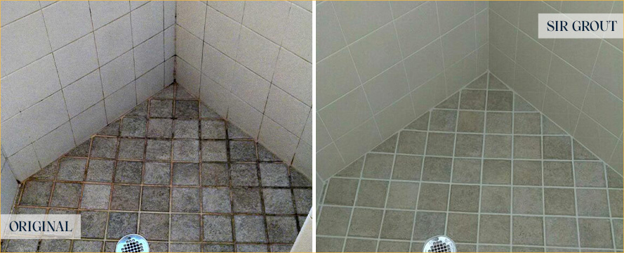 Shower Before and After a Superb Tile Cleaning in Winter Garden, FL