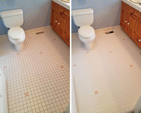 Floor Before and After a Grout Recoloring in Orlando, FL