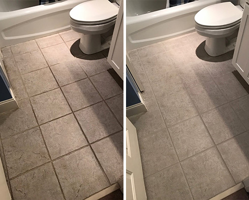 Floor Before and After a Grout Sealing in Orlando, FL