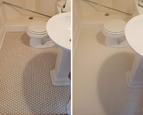 Floor Before and After a Tile Cleaning in Winderemere, FL