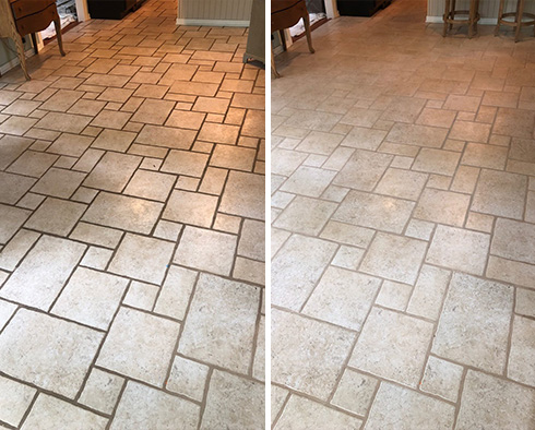 Floor Before and After a Grout Sealing in Apopka, FL