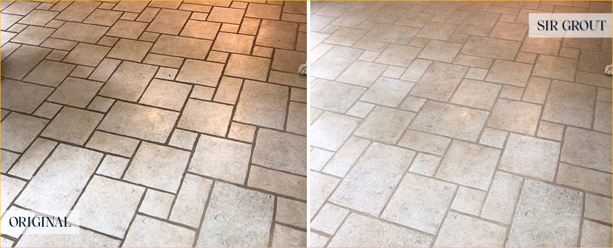 Floor Before and After a Flawless Grout Sealing in Apopka, FL