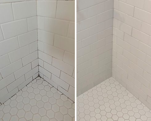 Shower Before and After a Grout Cleaning in Orlando, FL