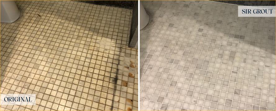 Floor Before and After an Excellent Tile Cleaning in Lake Nona, FL