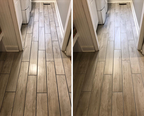 Floor Before and After a Grout Sealing in Winter Park, FL