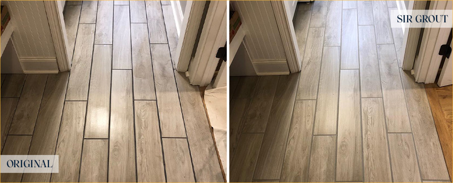 Floor Before and After an Excellent Grout Sealing in Winter Park, FL