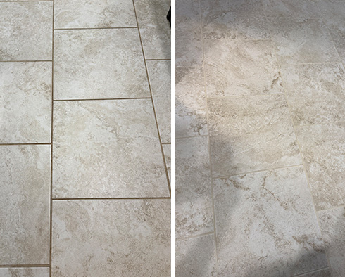 Floor Before and After a Grout Cleaning in Kissimmee, FL 