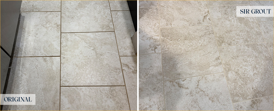 Floor Before and After a Flawless Grout Cleaning in Kissimmee, FL 