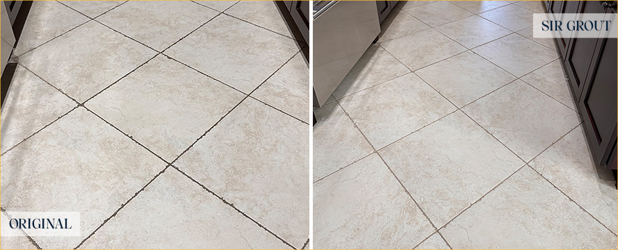 Floor Before and After a Flawless Grout Sealing in Winderemere, FL