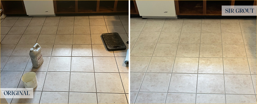 Floor Before and After an Excellent Grout Sealing in Orlando, FL