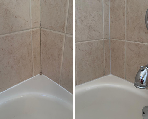 Shower Before and After Our Caulking Services in Windermere, FL 