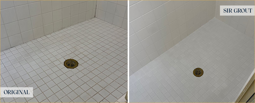 Shower Before and After an Excellent Grout Cleaning in Kissimmee, FL