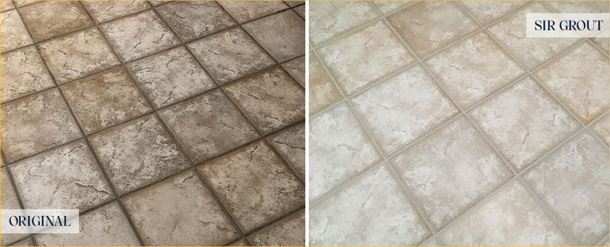 Before and After Image of a Floor After a Professional Grout Sealing in Orlando, FL