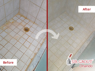 Before and After Shower Hard Surface Restoration in Winter Park, FL