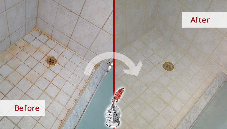 Before and After Shower Hard Surface Restoration in Winter Park, FL