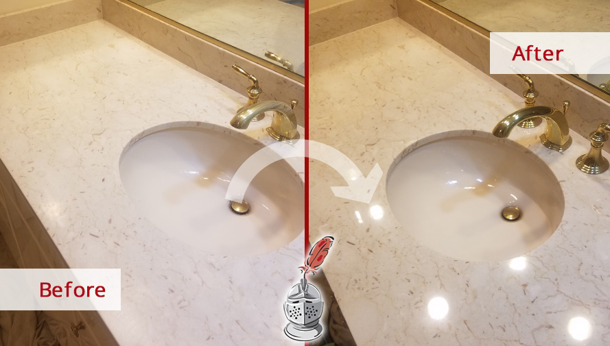 Marble Vanity Top Before and After a Stone Polishing in Orlando