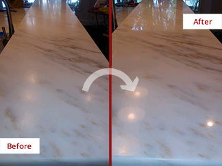 Kitchen Countertop Before and After a Stone Polishing in Winter Park, FL