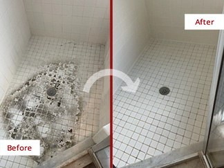 Shower Before and After Our Hard Surface Restoration Services in Orlando, FL