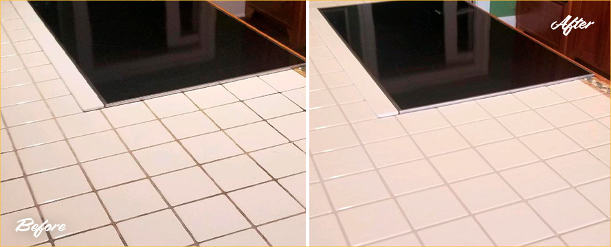 Kitchen Countertop Before and After Our Hard Surface Restoration Services in Winter Park