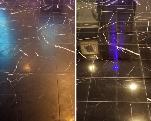 Marble Floor Before and After Our Stone Polishing in Orlando, FL