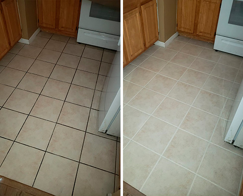 Floor Before and After a Tile Cleaning in Orlando, FL