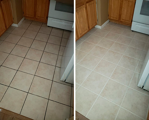 Floor Before and After a Tile Cleaning in Orlando, FL