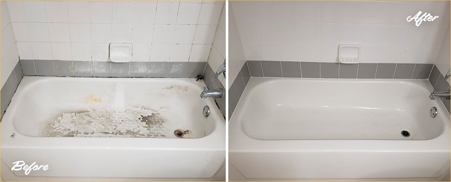 Tub Before and After a Tile Cleaning in Orlando, FL
