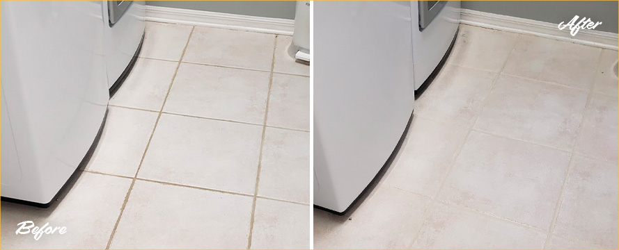 Tile Floor Before and After a Grout Cleaning in Orlando