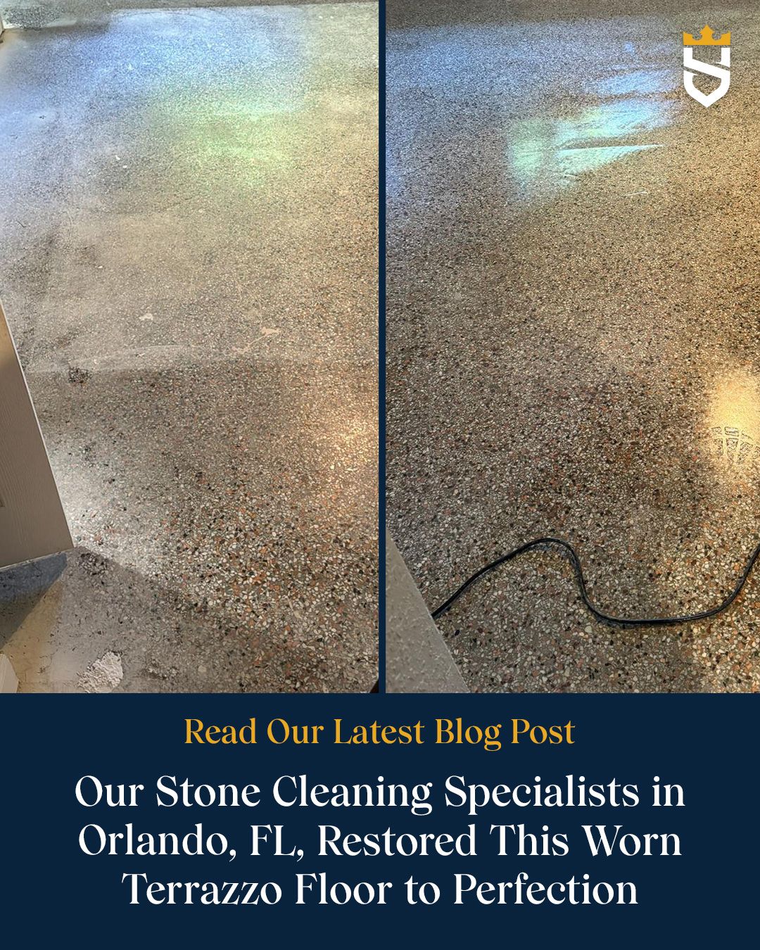 Our Stone Cleaning Specialists in Orlando, FL, Restored This Worn Terrazzo Floor to Perfection